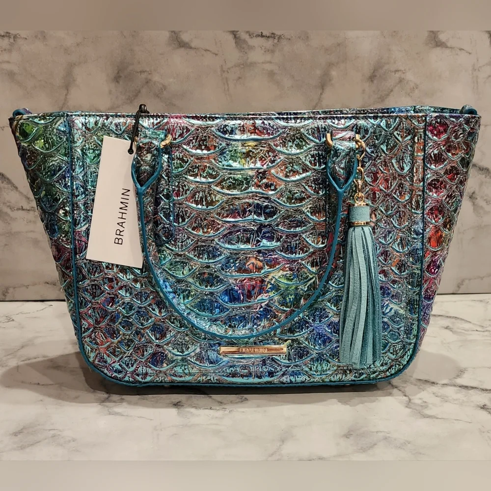 Brahmin Frisky Montego Set Small Ashlee Crossbody Bag Veronica Wallet Iridescent